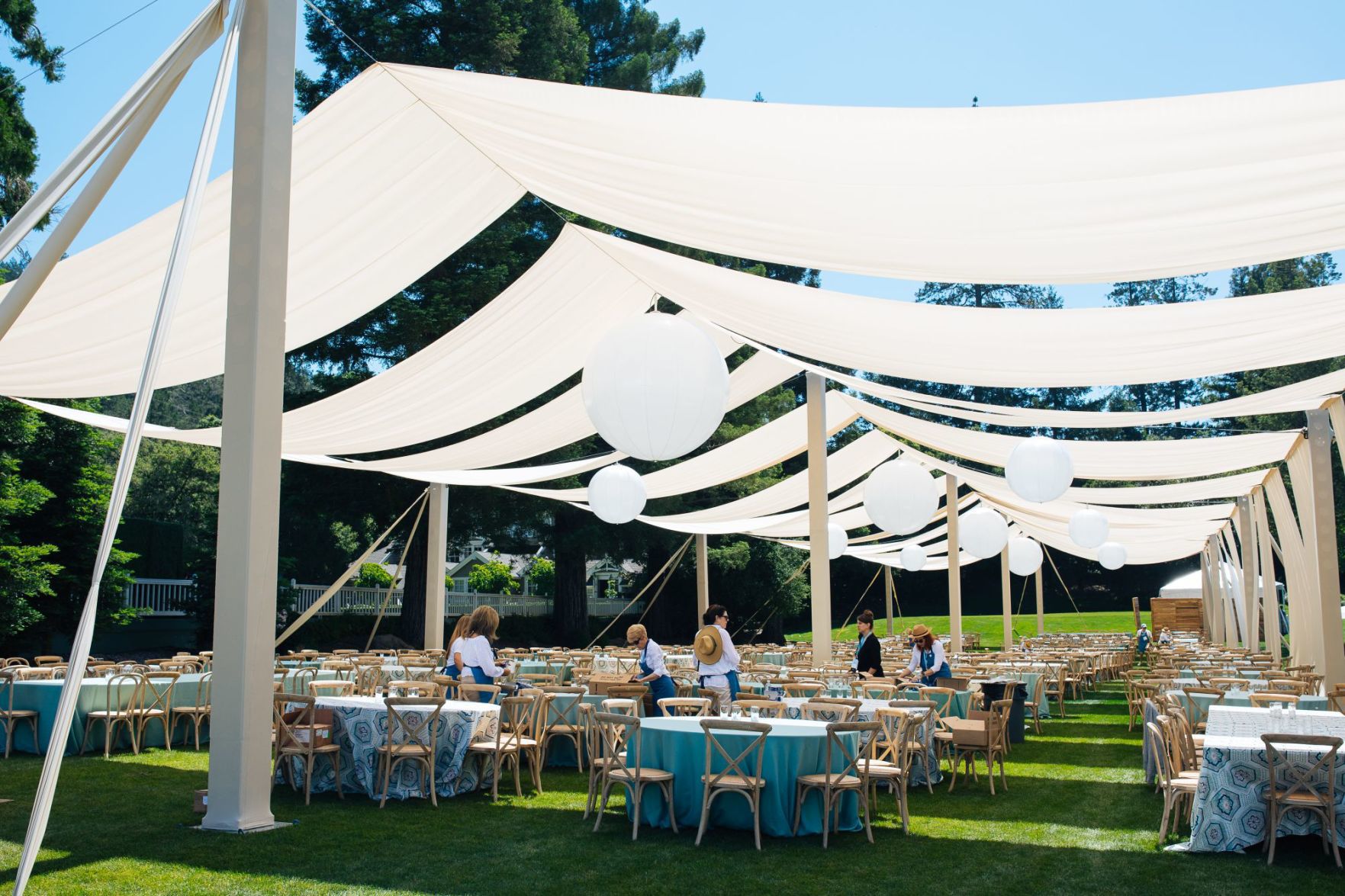 Getting the Meadowood stage ready, Auction Napa Valley